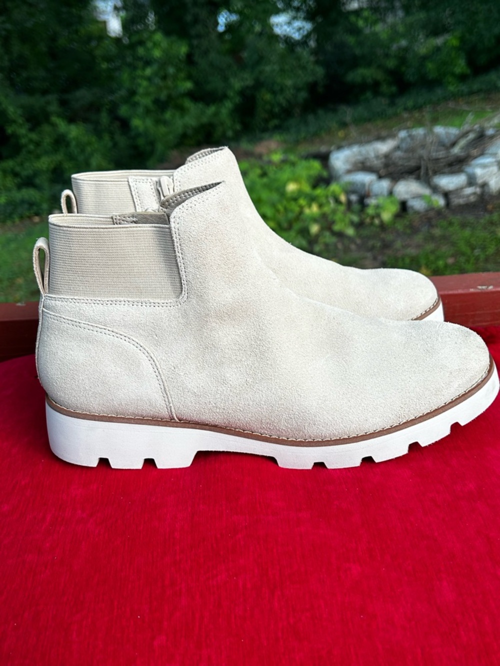 Vionic Cream Suede Chelsea Ankle Boots